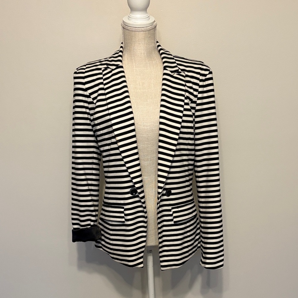 Striped Black and White Women's Blazer